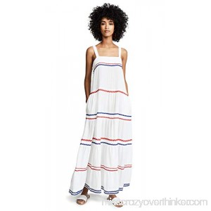 9seed Women's Sayulita Tier Maxi Dress White Multi B07L4W5DHH